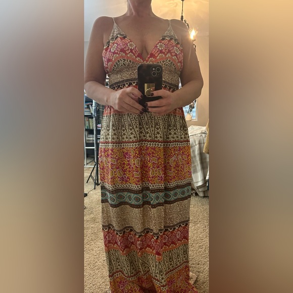 Anthropologie Revolve Boemo Boho Hippie Multi Pattern Maxi Sundress Size M - Picture 15 of 15